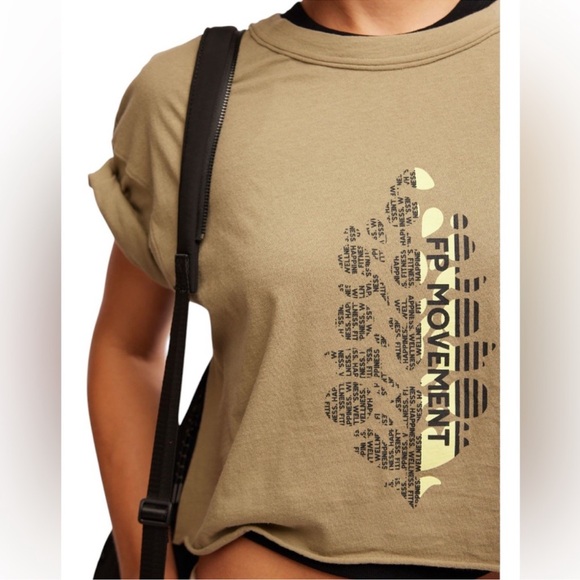FP Movement by Free People Tops - FP Movement by Free People Olive Green Graphic Crop Top